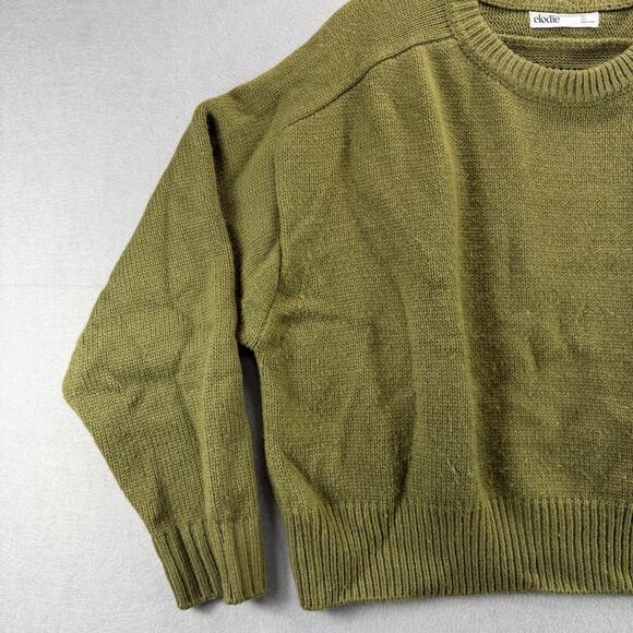 Elodie Women’s Olive Green Ribbed Crew Neck Long Sleeve Knit Sweater Size S - Picture 3 of 9